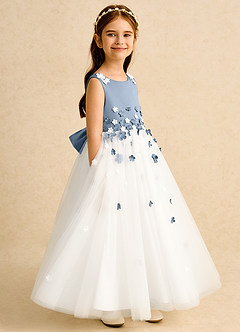 Azazie Eleni Sukienki dla dziewczynek sypiących kwiaty Suknia balowa Ukłon Tiul Długość kostki Sukienka image3