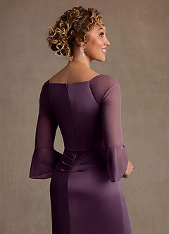 Azazie Nampa Klänningar till brudens mor Klä Tubklänning i Maska Plisserad Plommon image6