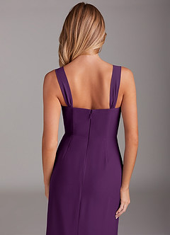 Azazie Denice Bridesmaid Dresses Grape Sheath Pleated Chiffon Dress image8