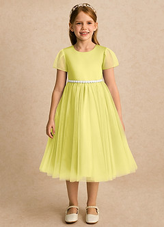 Azazie Kaylor Flower Girl Klänningar Klänning A-linje i Tyll Plisserad image5
