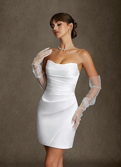 Azazie Erica Wedding Dresses Diamond White Sheath Stretch Satin Dress image4