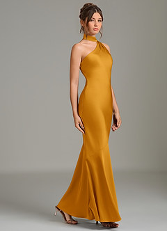 Azazie Jalissa Bridesmaid Dresses Butterscotch Mermaid One Shoulder Stretch Satin Dress image4