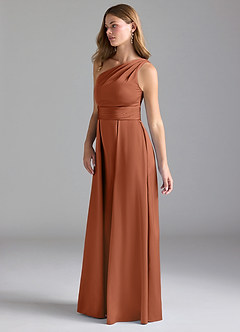 Azazie Dallas Bridesmaid Dresses Cedar Rose A-Line One Shoulder Stretch Satin Dress image4