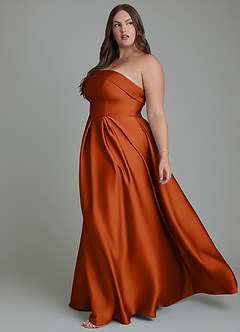 Azazie Lucienne Bridesmaid Dresses Burnt Orange A-Line Strapless Stretch Satin Convertible Dress image12