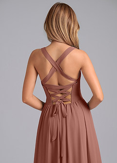 Azazie Francis Bridesmaid Dresses Cedar Rose A-Line Corset Chiffon Dress image7