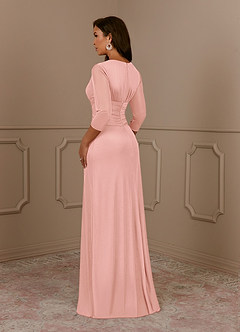 Azazie Annetta Mother of the Bride Dresses Rosette A-Line V-Neck Pleated Mesh Dress image3