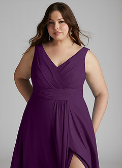 Azazie Karina Bridesmaid Dresses Grape A-Line Pleated Chiffon Dress image11