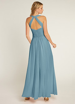 Azazie Claudia Bridesmaid Dresses Moody Blue A-Line Sweetheart Neckline Chiffon Dress image3