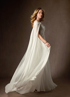 Azazie Linnea Wedding Dresses Cream A-Line Scoop Chiffon Dress image11