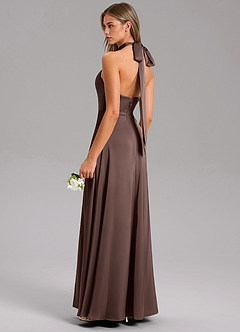 Azazie Tracie Brudtärnklänningar Klä av A-Linje i Stretch Satin Sidoslits Ganache image4