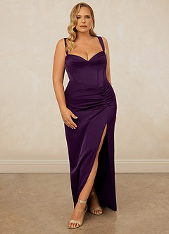 Christian Siriano Bridal for Azazie 1017 Bridesmaid Dresses Grape Sheath Sweetheart Neckline Stretch Satin Dress image9