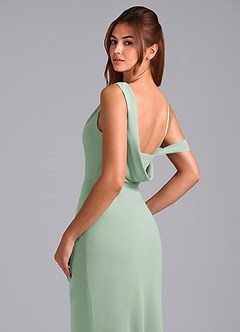 Azazie Madelyn At-home Try On Dresses Agave Mermaid Off the Shoulder Chiffon Convertible Dress image2