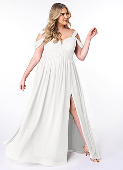 Azazie Lianne Bridesmaid Dresses White A-Line Off the Shoulder Chiffon Dress image10