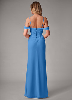 Azazie Haisley Bridesmaid Dresses Blue Jay Sheath Off the Shoulder Chiffon Convertible Dress image7