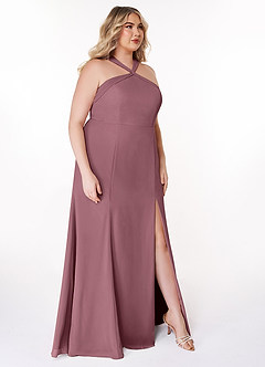 Azazie Rue Abiti da Damigella Abito A-Line in Chiffon con Scollo Halter Ametista image10
