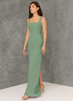 Azazie Flori Bridesmaid Dresses Matcha Sheath Square Neckline Chiffon Dress image4