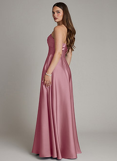 Azazie Meleena Bridesmaid Dresses Vintage Mauve A-Line Strapless Stretch Satin Dress image3