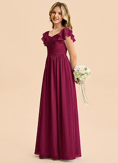 Azazie Anaya Junior Burgundy A-Line Sweetheart Neckline Chiffon Dress image3