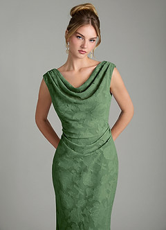 Azazie Kieryn Bridesmaid Dresses Eucalyptus Mermaid Pleated Floral Burnout Dress image6