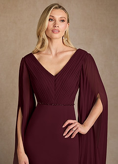Azazie Ellsworth vestidos de madre de la novia Vestido de Cabernet de Crepé elástico de Columna con Plisado image5