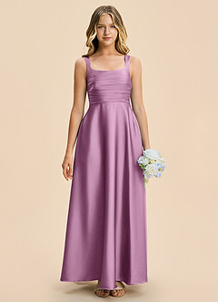 Azazie Azaria Junior Robe Trapèze en Satin extensible Plissé Glycine image3
