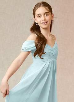 Azazie Kaitlynn Junior Mist A-Line Off the Shoulder Chiffon Dress image6