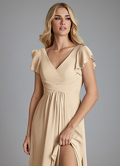 Azazie Omari Bridesmaid Dresses Champagne A-Line Chiffon Dress image5