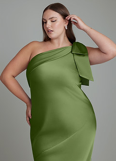 Azazie Yuanna Brautjungfernkleider Meerjungfrau-Linie One-Shoulder Stretch-Satin Kleid Wacholder image10