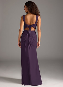 Azazie Jesaphine Bridesmaid Dresses Plum Sheath Bow Chiffon Dress image2
