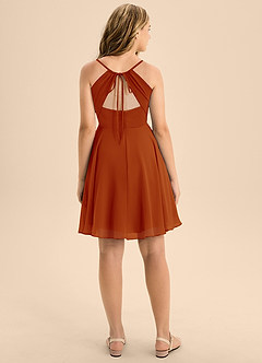Azazie Avelina Junior Paprika A-Line Pleated Chiffon Dress image2