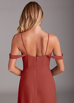 Azazie Aaron Bridesmaid Dresses Terracotta A-Line Off the Shoulder Chiffon Convertible Dress image9