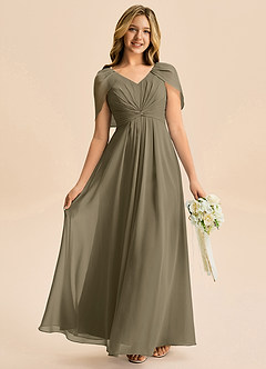 Azazie Emma Junior Linia A Pofałdowany Szyfon Długość podłogi Młodsza druhna Sukienka image1