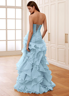 Christabelle Azul Tímido Vestido de fiesta de encaje transparente con corsé y diamantes de imitación image2