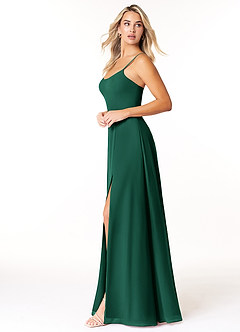 Azazie Moira Bridesmaid Dresses Emerald A-Line Scoop Chiffon Dress image2