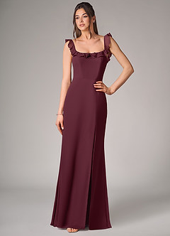 Azazie Callie Bridesmaid Dresses Cabernet Mermaid Side Slit Chiffon Convertible Dress image4