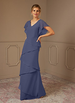 Azazie OHara Abiti per la Madre della Sposa Abito A-Line in Chiffon con Scollo a V Stormy image4