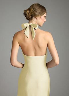 Azazie Nayeli Final Sale Lemon Sorbet A-Line Pleated Stretch Satin Dress image14