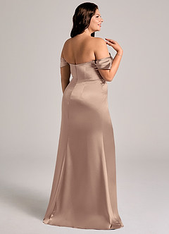 Azazie Saige Vestidos de damas de honor Vestido de Gris Pardo de Satén Metálico de Corte Recto Convertible con Vestidos sin tirantes image14