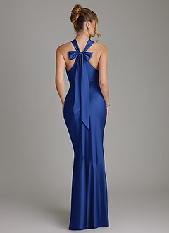 Azazie Reign Bridesmaid Dresses Royal Blue Mermaid Pleated Stretch Satin Dress image2