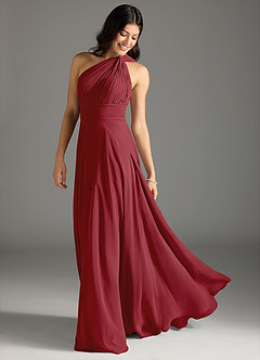 Azazie Charlize Bridesmaid Dresses Pomegranate A-Line One Shoulder Chiffon Dress image1
