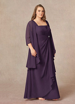 Azazie Weisz Mother of the Bride Dresses Plum A-Line Square Neckline Pleated Chiffon Dress image9