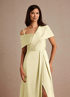 Azazie Milton 신부의 어머니 드레스 A라인 주름진 스트레치 새틴 플로어 길이 드레스 image3