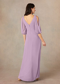 Azazie Bronwyn Mother of the Bride Dresses Wisteria A-Line V-Neck Ruched Chiffon Dress image4