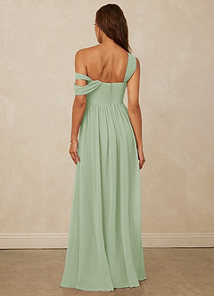 Christian Siriano Bridal for Azazie 1014 Robes de demoiselle d'honneur Robe Trapèze en Mousseline de soie Épaule décolletée Vert Sauge image12
