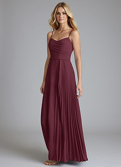 Azazie Celaena Final Sale Dusty Sage A-Line Pleated Chiffon Dress image1