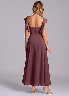Azazie Leilani Brautjungfernkleider A-Linie Gestreift Chiffon Kleid Sangria image2
