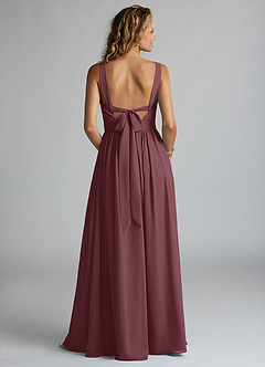 Azazie Aziza Bridesmaid Dresses Sangria A-Line V-Neck Pleated Chiffon Dress image4