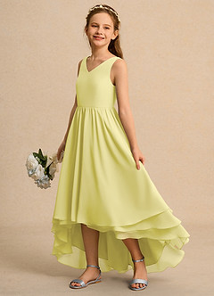 Azazie Kitten Girls Formal Flower Girl Dresses Lemon Sorbet A-Line Chiffon Dress image1