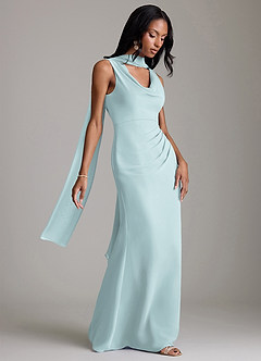 Azazie Linelle Bridesmaid Dresses Mist Mermaid Pleated Chiffon Dress image8