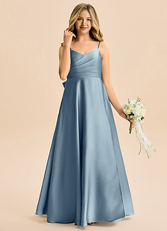 Azazie Rumi Junior Klä av A-Line i Stretch Satin Plisserad image4